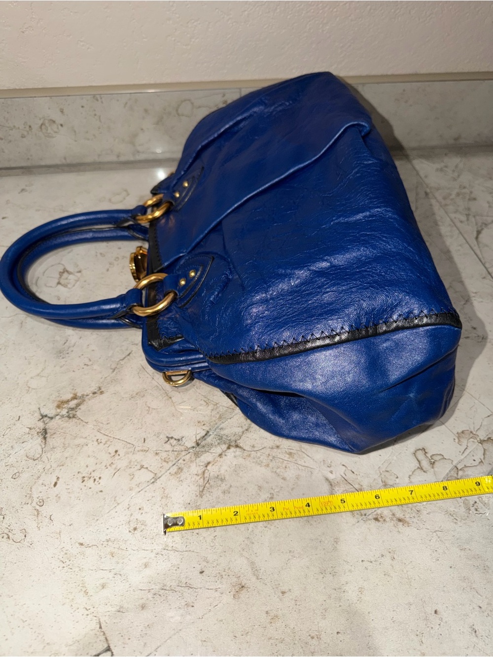 MARC JACOBS Cobalt Blue Safety Pin Stam Handbag - Picture 5 of 14